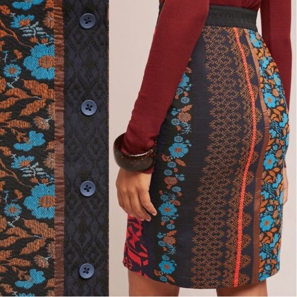 Anthropologie Colorful Dolan Jacquard Button Pencil Skirt Size M NWT Rare Find! - Picture 2 of 10